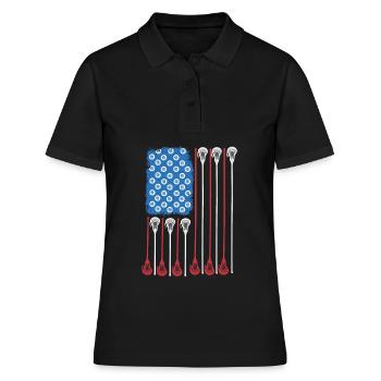 Lacrosse Lacross Lacrosse Player USA Flag - Polo Femme - noir - Devant - Ailine (174cm)