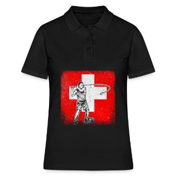 Schweiz Hornussen Nationalsport Tradition - Frauen Polo Shirt - Schwarz - Vorne - Ailine (174cm)