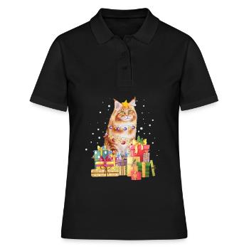 Maine Coon Forest Cat Cat Noël Noël laid - Polo Femme - noir - Devant - Ailine (174cm)
