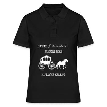 Echte Prinzessinen fahren ihre Kutsche selbst - Frauen Polo Shirt - Schwarz - Vorne - Ailine (174cm)