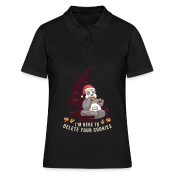 I m here to delete your cookies Panda Weihnachten - Frauen Polo Shirt - Schwarz - Vorne - Ailine (174cm)