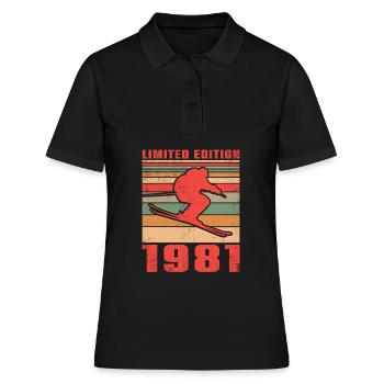 Ski Sports d’hiver Anniversaire du skieur 1981 - Polo Femme - noir - Devant - Ailine (174cm)