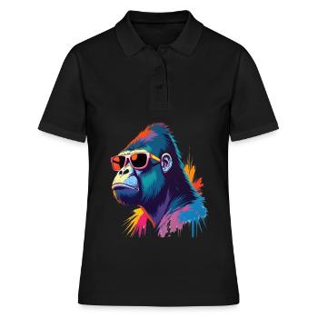 Gorilla Kunst Kunstwerk Pop Art Gorilla - Frauen Polo Shirt - Schwarz - Vorne - Ailine (174cm)