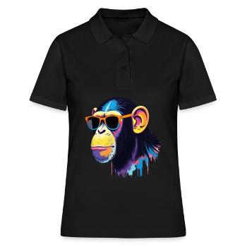 Chimpanzé Art Oeuvre Pop Art Chimpanzés - Polo Femme - noir - Devant - Ailine (174cm)