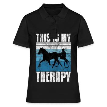 Ceci est ma thérapie Trotting Harness Width Retro - Polo Femme - noir - Devant - Ailine (174cm)