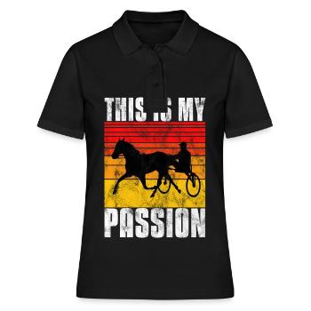 C’est ma Passion Trotting Races Retro - Polo Femme - noir - Devant - Ailine (174cm)