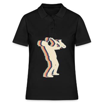 Saxophoniste Saxophoniste Saxophoniste Saxophone Rétro - Polo Femme - noir - Devant - Ailine (174cm)