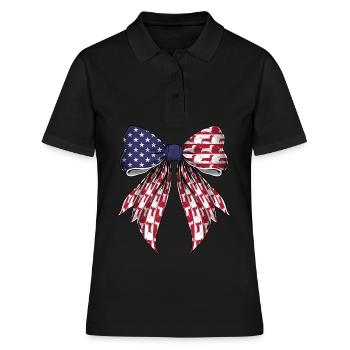 Coquette Arc Teckel Chien Drapeau US - Polo Femme - noir - Devant - Ailine (174cm)