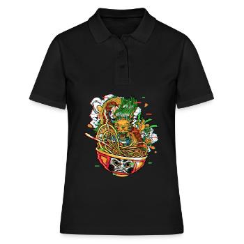 Ramen Drache In Daruma Bowl Vaporwave Kanagawa - Frauen Polo Shirt - Schwarz - Vorne - Ailine (174cm)