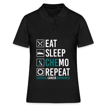 Gebärmutterhalskrebs Essen Schlafen Chemo Wiederho - Frauen Polo Shirt - Schwarz - Vorne - Ailine (174cm)