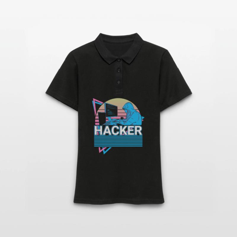 Hacker Coding Programmer Vaporwave Aesthetic Women's Polo Shirt