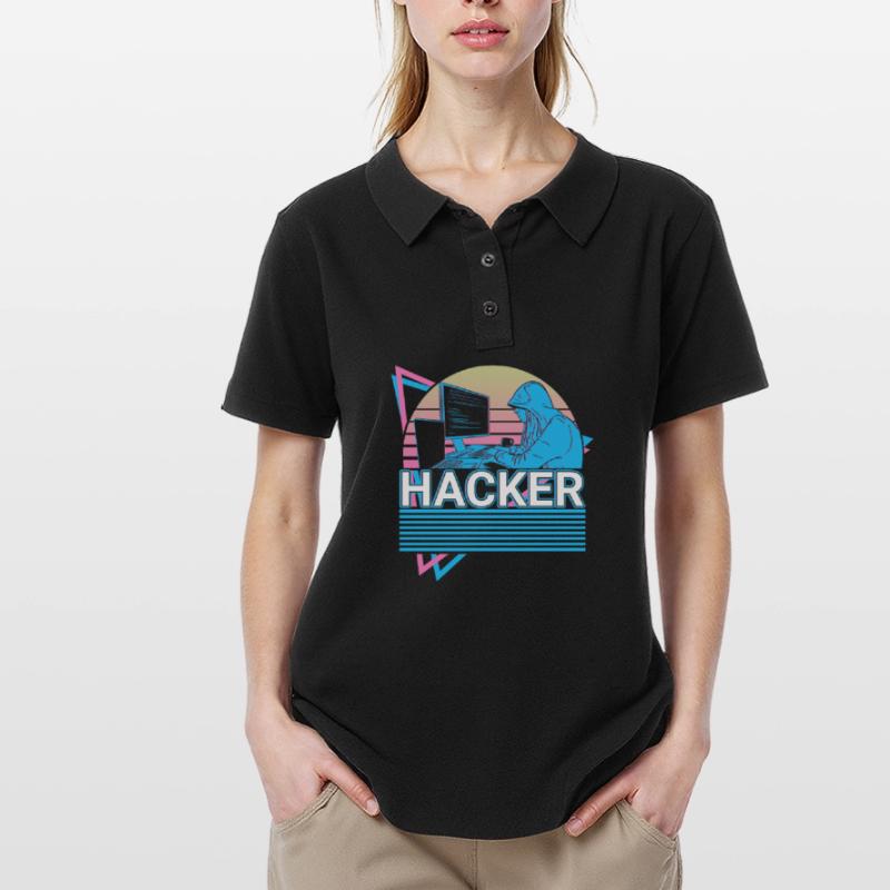 Hacker Coding Programmer Vaporwave Aesthetic Women's Polo Shirt