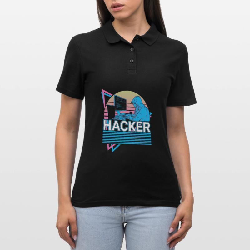 Hacker Coding Programmer Vaporwave Esthétique Polo Femme