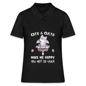 Les chats et les sectes me rendent heureux Tu ne es pas - Polo Femme - noir - Devant - Ailine (174cm)