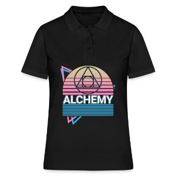 Symbole d’alchimie Pierre philosophale Rétro - Polo Femme - noir - Devant - Ailine (174cm)