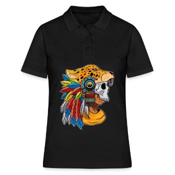 Quetzalcoatl Skull Guerrier aztèque Maya Inka Tolt - Polo Femme - noir - Devant - Ailine (174cm)