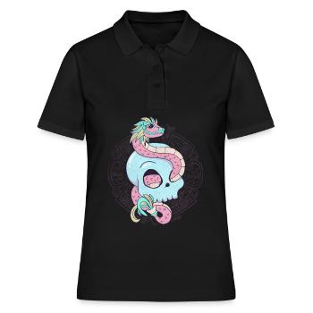 Quetzalcoatl Skull Aztec Serpent à plumes Ma - Polo Femme - noir - Devant - Ailine (174cm)