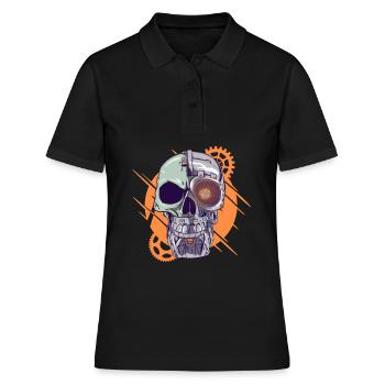 Cyborg Skull Cyber Punk Cyber Aesthetics Gift - Women's Polo Shirt - black - Front - Ailine (174cm)