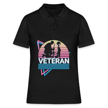 Vétéran de l’armée américaine Soldat américain Rétro Cadeau - Polo Femme - noir - Devant - Ailine (174cm)