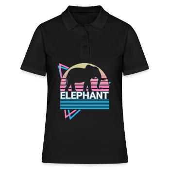 Elefant Retro Geschenk - Frauen Polo Shirt - Schwarz - Vorne - Ailine (174cm)