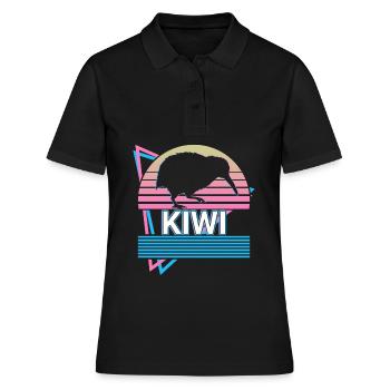 Kiwi Retro Geschenk - Frauen Polo Shirt - Schwarz - Vorne - Ailine (174cm)