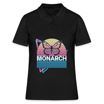Monarch Schmetterling Retro Geschenk - Frauen Polo Shirt - Schwarz - Vorne - Ailine (174cm)