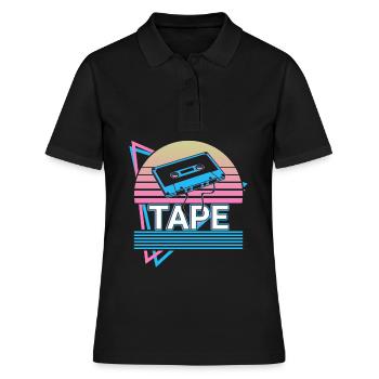 Cassette Tape Retro Gift - Polo Femme - noir - Devant - Ailine (174cm)