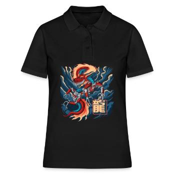 Cyborg Dragon Cyber-Punk Japonais Cyber-Esthétique - Polo Femme - noir - Devant - Ailine (174cm)