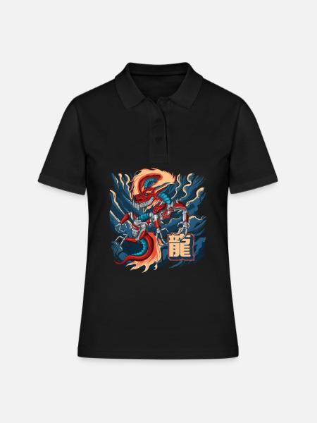 Cyborg Dragon Japanischer Cyber-Punk Cyber-Ästheti - Frauen Polo Shirt - Schwarz