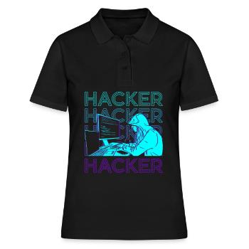 Hacker Hacking Hack Codage Programmation Rétro - Polo Femme - noir - Devant - Ailine (174cm)
