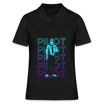 Pilote Aviation Aviator Rétro - Polo Femme - noir - Devant - Ailine (174cm)