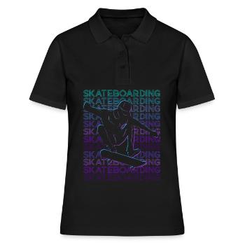 Skateboard Skateboard Skateboard Rétro - Polo Femme - noir - Devant - Ailine (174cm)
