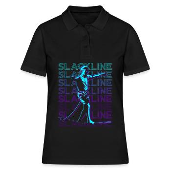 Slackline Retro - Frauen Polo Shirt - Schwarz - Vorne - Ailine (174cm)
