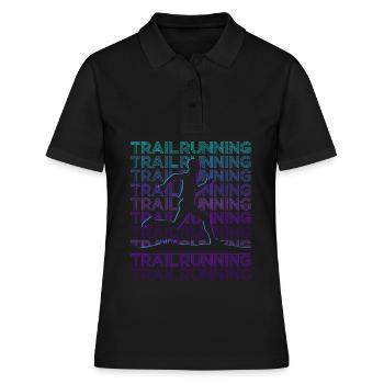 Trail Running Trail Runner Retro - Frauen Polo Shirt - Schwarz - Vorne - Ailine (174cm)