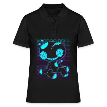 Voodoo Puppe Hexerei Retro - Frauen Polo Shirt - Schwarz - Vorne - Ailine (174cm)