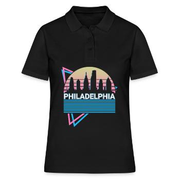 Philadelphia Stadt Skyline Stadtbild Retro - Frauen Polo Shirt - Schwarz - Vorne - Ailine (174cm)