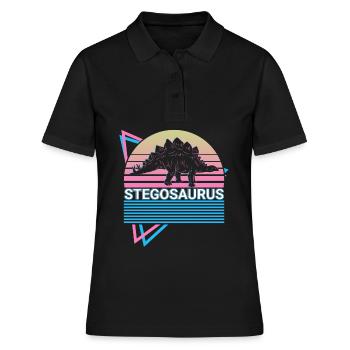 Stegosaurus Dinosaure Rétro - Polo Femme - noir - Devant - Ailine (174cm)