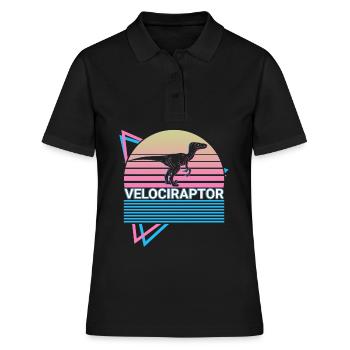 Velociraptor Dinosaure Rétro - Polo Femme - noir - Devant - Ailine (174cm)