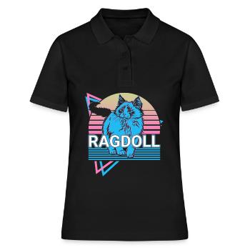 Ragdoll Katze Retro - Frauen Polo Shirt - Schwarz - Vorne - Ailine (174cm)