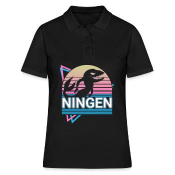 Ningen Kryptide Kryptozoologie Retro - Frauen Polo Shirt - Schwarz - Vorne - Ailine (174cm)