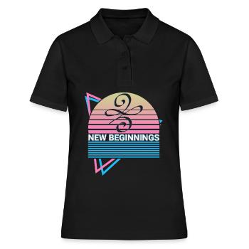 Nouveau Départ Symbole Celtique Rétro - Polo Femme - noir - Devant - Ailine (174cm)