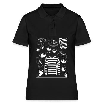 Beatnik Mode Stil 50er 60er Jahre Vintage Retro St - Frauen Polo Shirt - Schwarz - Vorne - Ailine (174cm)