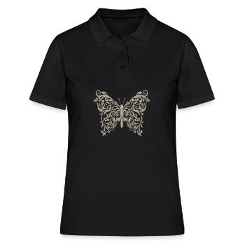 Barock Ästhetik Hippie Schmetterling Vintage Retro - Frauen Polo Shirt - Schwarz - Vorne - Ailine (174cm)