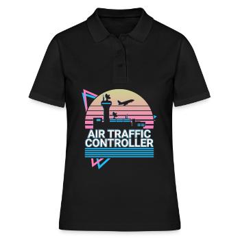 Air Traffic Controller ATC Flight Control Retro - Women's Polo Shirt - black - Front - Ailine (174cm)