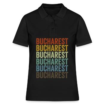 Bukarest Rumänien Retro Vintage - Frauen Polo Shirt - Schwarz - Vorne - Ailine (174cm)