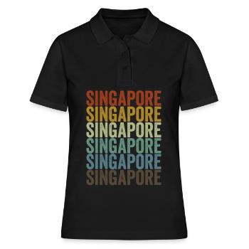 Singapur Singapur Retro Vintage - Frauen Polo Shirt - Schwarz - Vorne - Ailine (174cm)