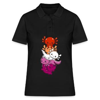 Subtle Lesbian Pride Flag Kawaii Axolotl LGBTQ - Women's Polo Shirt - black - Front - Ailine (174cm)