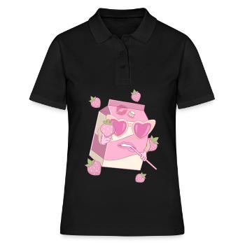 Coquette Esthétique Lait de Fraise Rose Centre-Ville - Polo Femme - noir - Devant - Ailine (174cm)