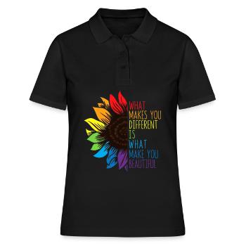 Tournesol de sensibilisation à l’autisme - Polo Femme - noir - Devant - Ailine (174cm)