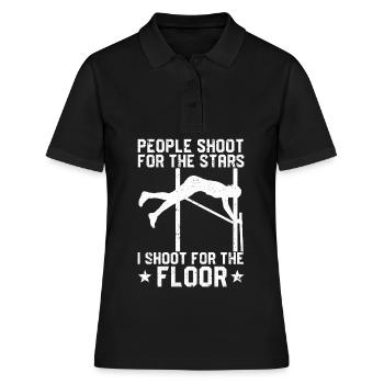 Lustiger Stabhochsprung Stabhochsprung - Frauen Polo Shirt - Schwarz - Vorne - Ailine (174cm)
